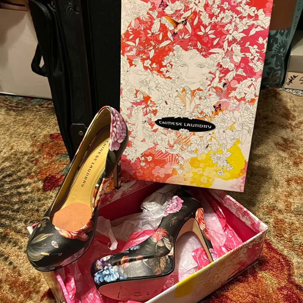5” floral stilettos